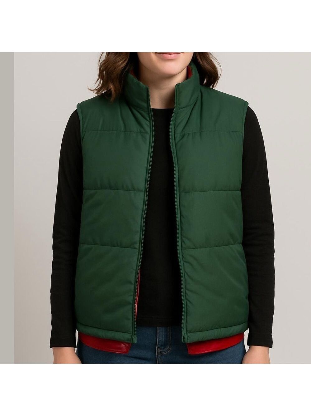 Vintage Canada North down filled reversible puffer vest lightweight red green M